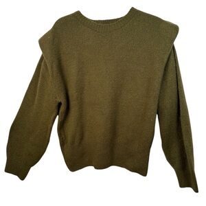 Mango Olive Wool Blend Sweater NWT Medium Padded Shoulder Elegantcore Chic